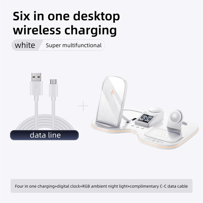 T60 Wireless Charging Station for Phone Watch Earbuds Magnetic Desktop Charger with Time Display - 3