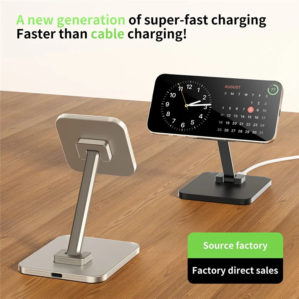 C46 15W Magnetic Wireless Charger for iPhone  /  AirPods  /  Apple Watch Aluminum Alloy Foldable Charging Stand - Black - 2