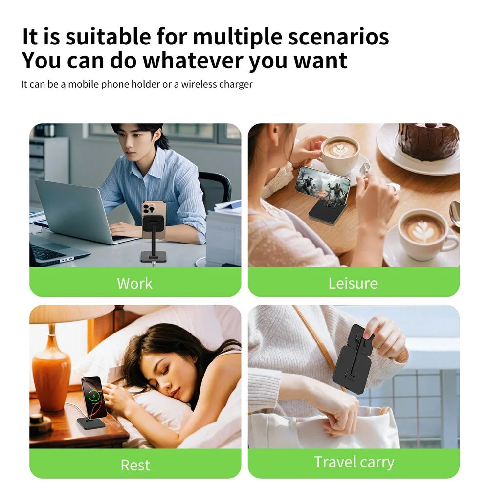 C46 15W Magnetic Wireless Charger for iPhone  /  AirPods  /  Apple Watch Aluminum Alloy Foldable Charging Stand - Black - 4