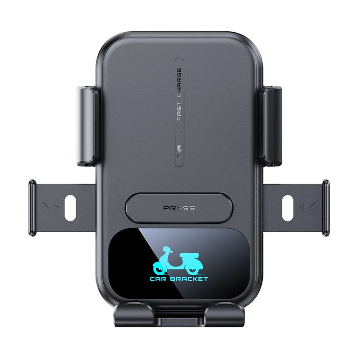 Motorcycle Phone Mount Holder 15W Wireless Charger with Sunshade for Delivery Riders Navigation - 1