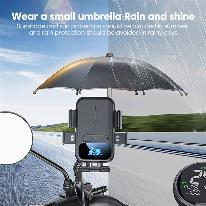 Motorcycle Phone Mount Holder 15W Wireless Charger with Sunshade for Delivery Riders Navigation - 4