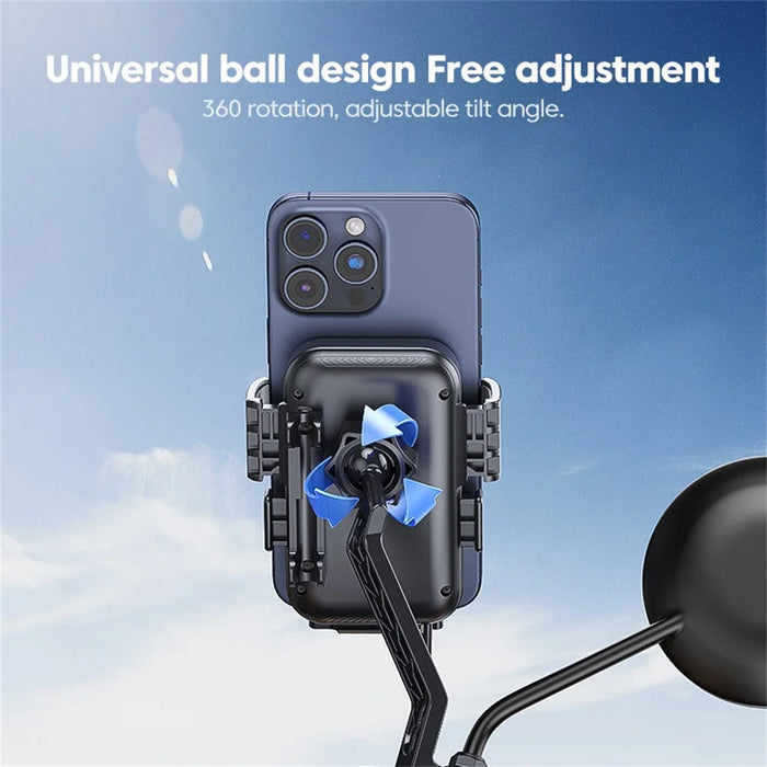 Motorcycle Phone Mount Holder 15W Wireless Charger with Sunshade for Delivery Riders Navigation - 5