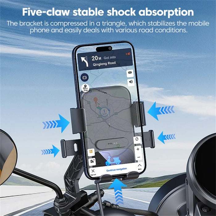 Motorcycle Phone Mount Holder 15W Wireless Charger with Sunshade for Delivery Riders Navigation - 6