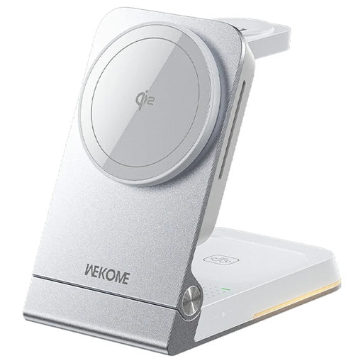 WEKOME WP-U180 Tonayn Qi2 3 in 1 Foldable Wireless Charger 15W Fast Charging for Phone Smartwatch Earbuds - Silver - 1