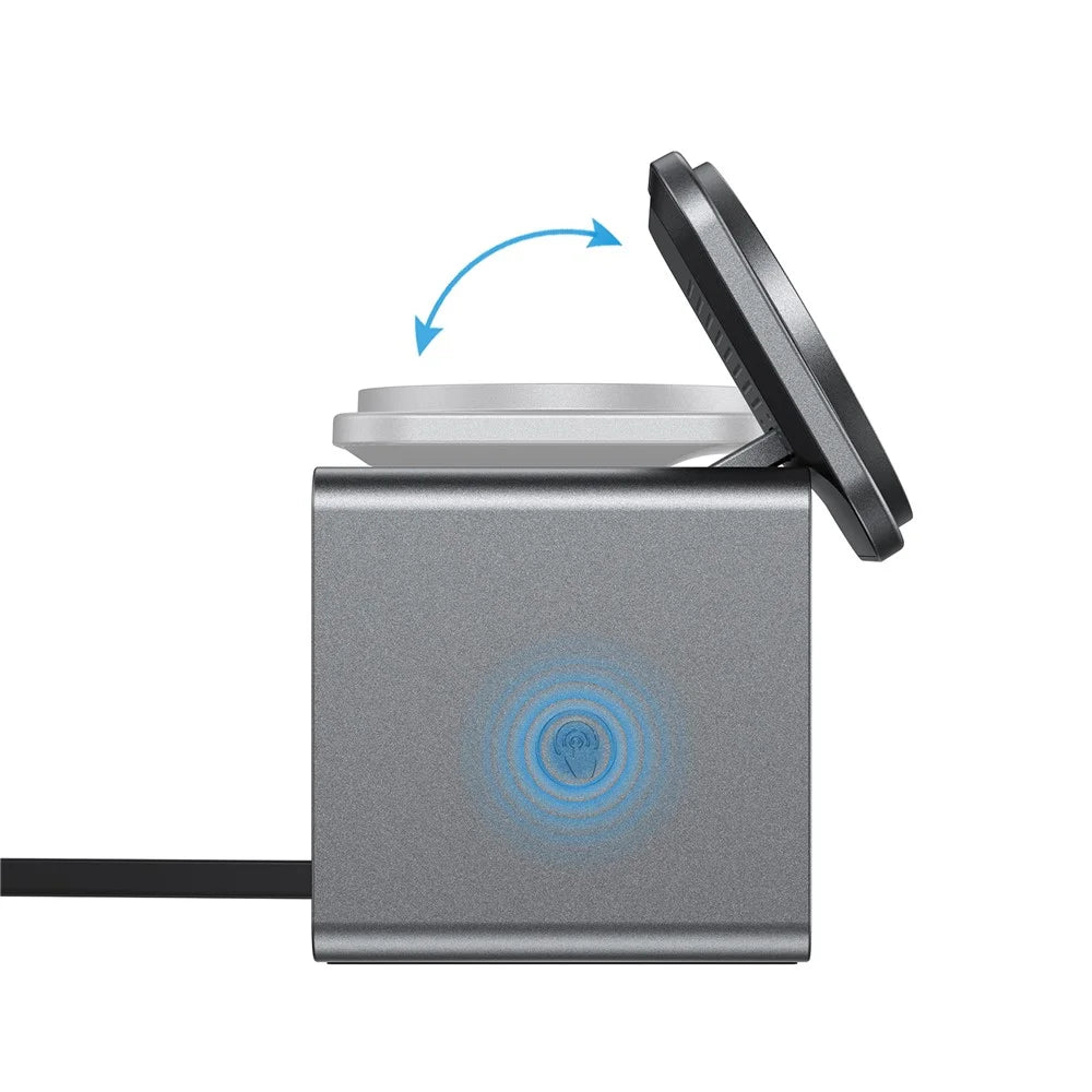 ACEFAST E34 3 in 1 Desktop Charging Station for Phone / Watch / Earbuds Electric Flip Wireless Charging Stand - 3