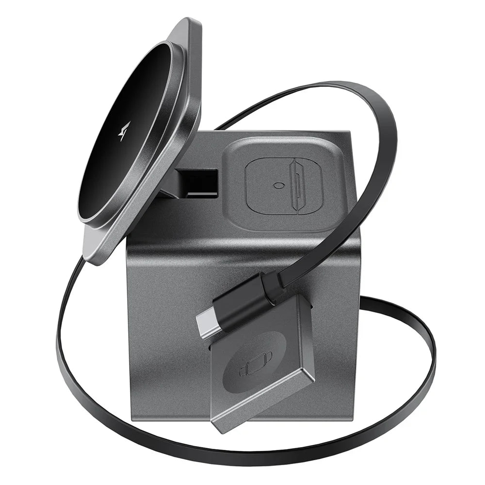 ACEFAST E34 3 in 1 Desktop Charging Station for Phone / Watch / Earbuds Electric Flip Wireless Charging Stand - 5