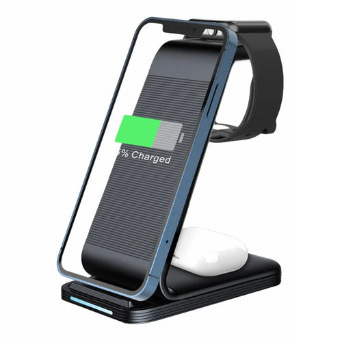 D02 3-in-1 Wireless Charging Station 15W Fast Charge Stand for Smartphone Apple Watch AirPods - 1