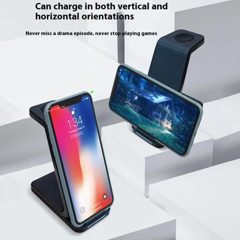 D02 3-in-1 Wireless Charging Station 15W Fast Charge Stand for Smartphone Apple Watch AirPods - 5