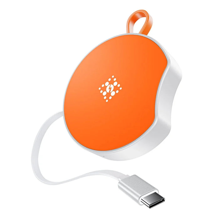 B-31 15W Wireless Charger Portable Fast Charging Dock Built In 100cm Retractable USB-C Cable - Orange - 1