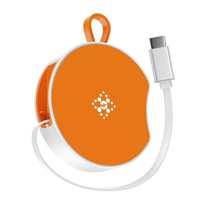 B-31 15W Wireless Charger Portable Fast Charging Dock Built In 100cm Retractable USB-C Cable - Orange - 2