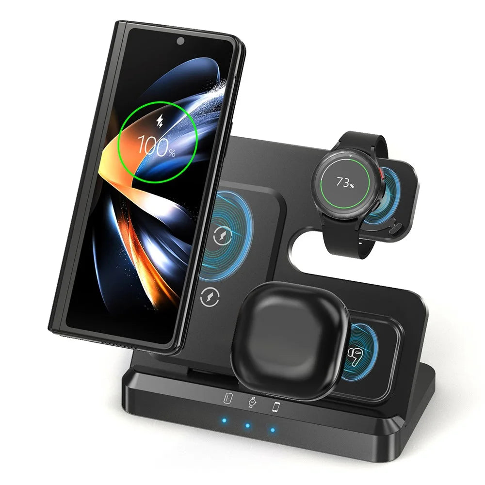 LJ-S80 Foldable Wireless Charger for Phone  /  Watch  /  Earbuds Magnetic Fast Charging Dock - Black - 1