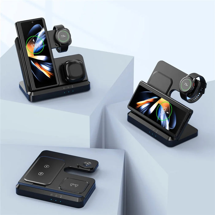 LJ-S80 Foldable Wireless Charger for Phone  /  Watch  /  Earbuds Magnetic Fast Charging Dock - Black - 3