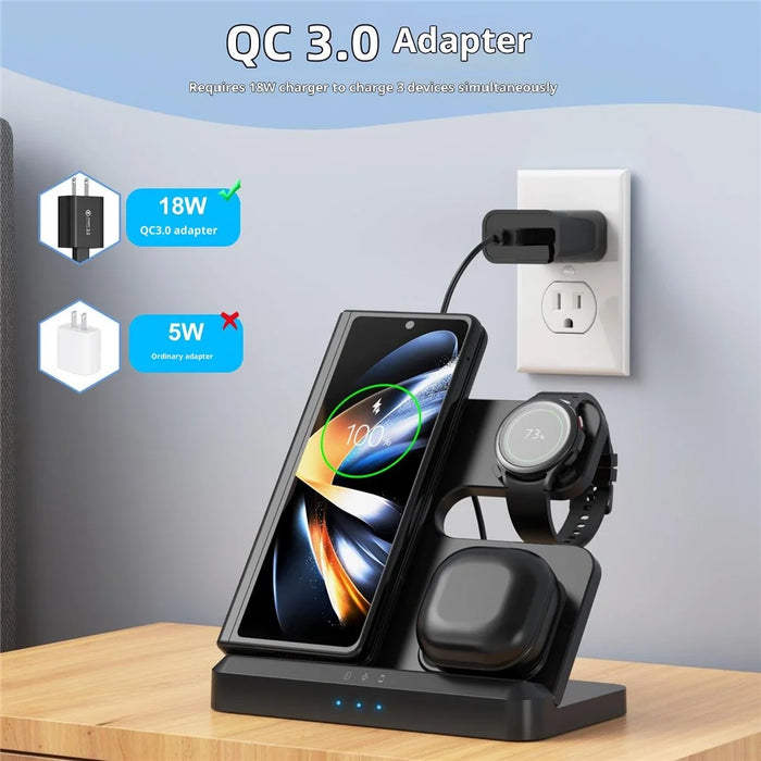LJ-S80 Foldable Wireless Charger for Phone  /  Watch  /  Earbuds Magnetic Fast Charging Dock - Black - 4
