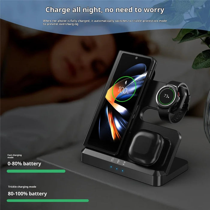 LJ-S80 Foldable Wireless Charger for Phone  /  Watch  /  Earbuds Magnetic Fast Charging Dock - Black - 5