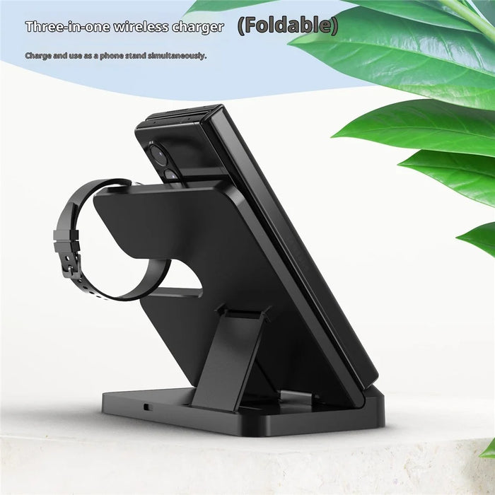 LJ-S80 Foldable Wireless Charger for Phone  /  Watch  /  Earbuds Magnetic Fast Charging Dock - Black - 7