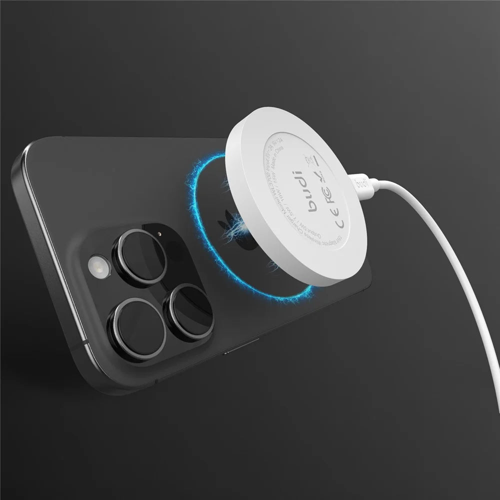 BUDI WL3700W Wireless Charger 15W Fast Charging Pad with 1.2m Detachable Cable / Ring Kickstand - 7