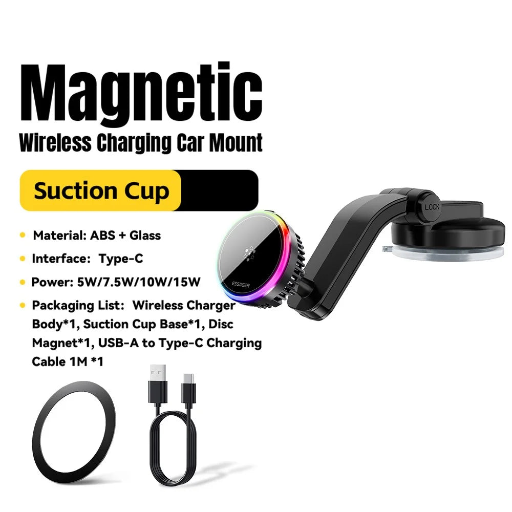 ESSAGER 15W Car Air Vent Magnetic Wireless Charger 360° Rotation Magnetic Charging Power Bank TEC Cooling - 3