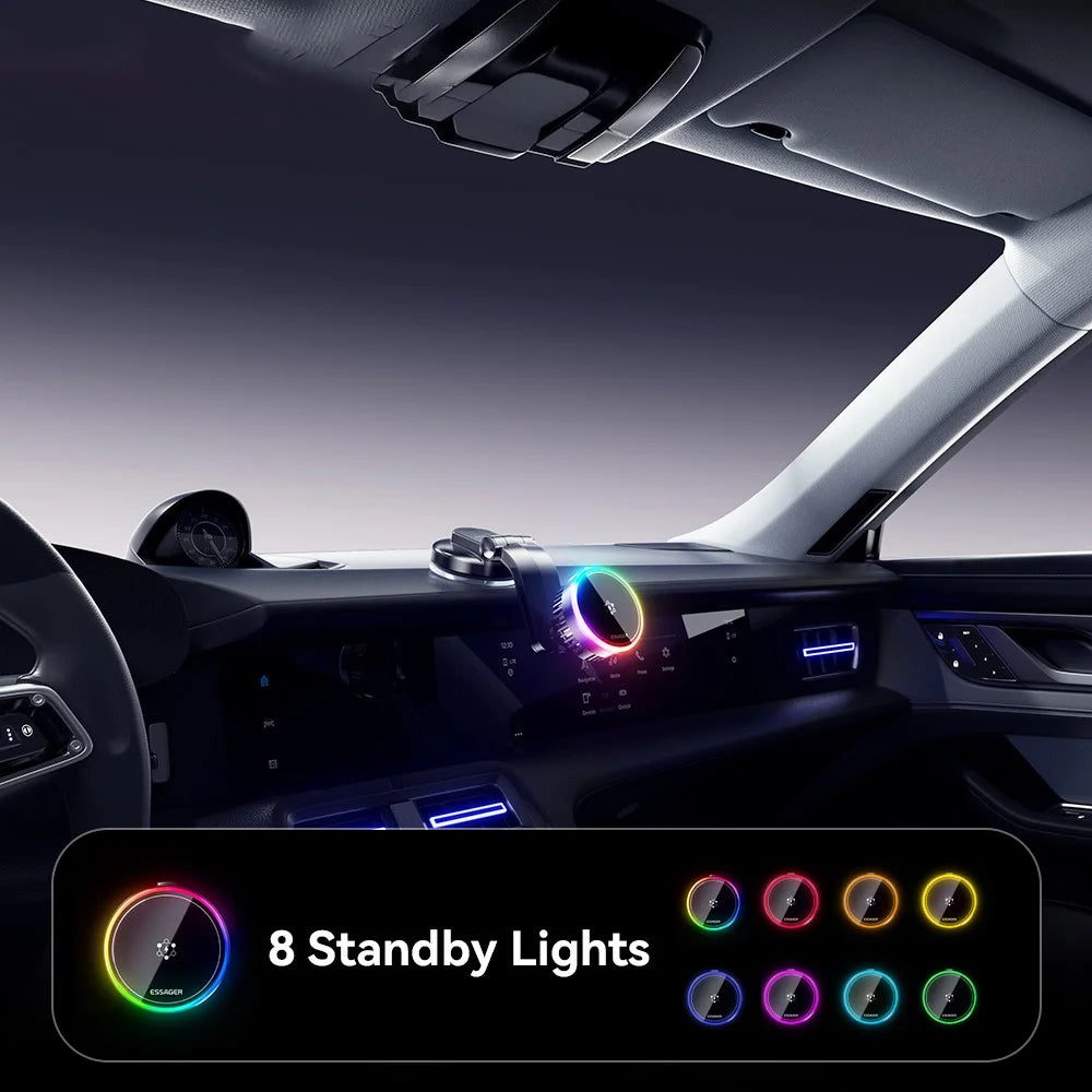 ESSAGER 15W Car Air Vent Magnetic Wireless Charger 360° Rotation Magnetic Charging Power Bank TEC Cooling - 4