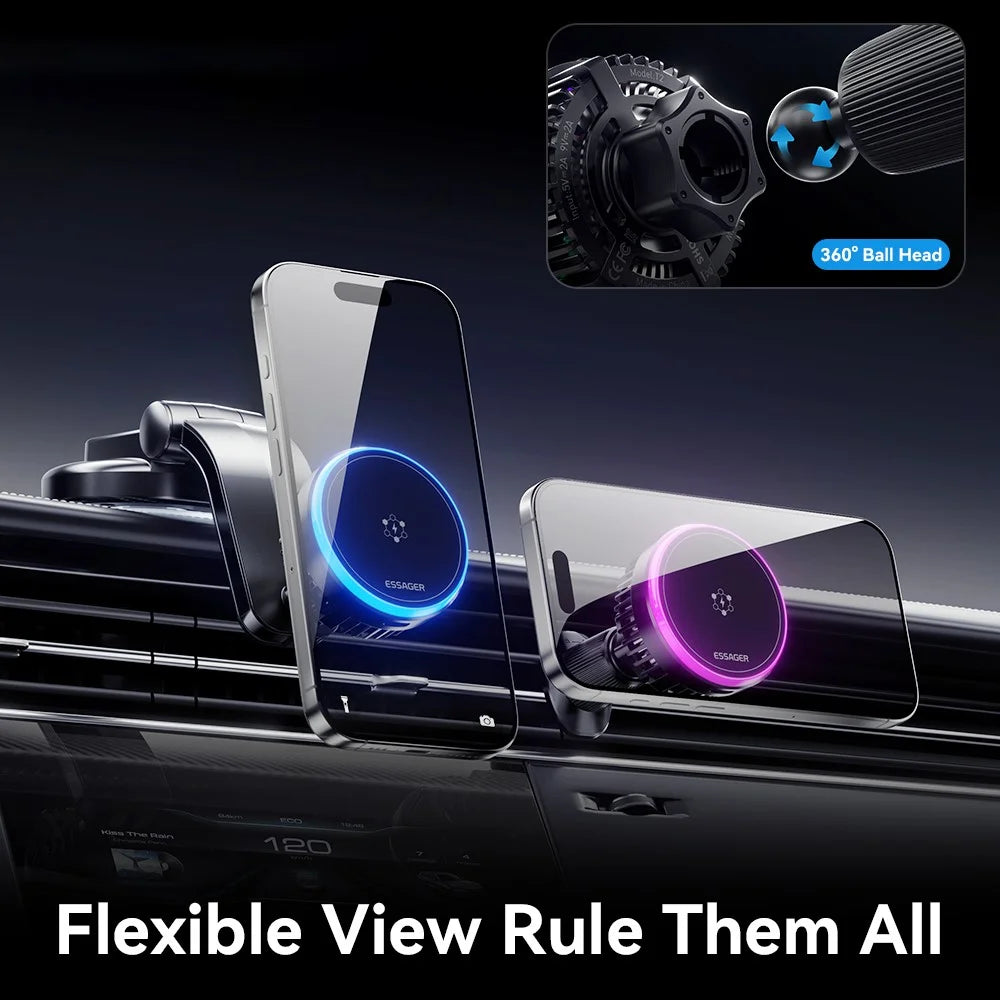 ESSAGER 15W Car Air Vent Magnetic Wireless Charger 360° Rotation Magnetic Charging Power Bank TEC Cooling - 7
