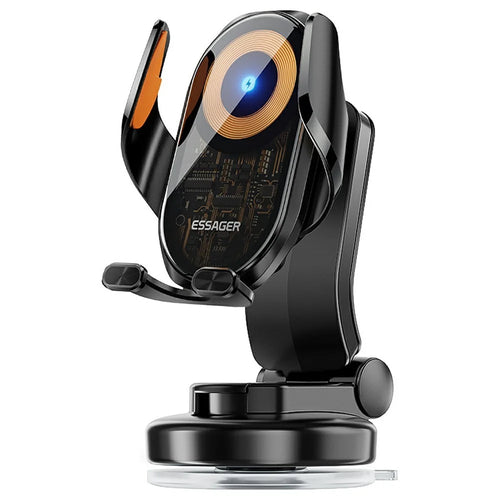 ESSAGER 15W Wireless Charger Car Mount Suction Cup Wireless Charger Stand 360° Rotation - Black - 1