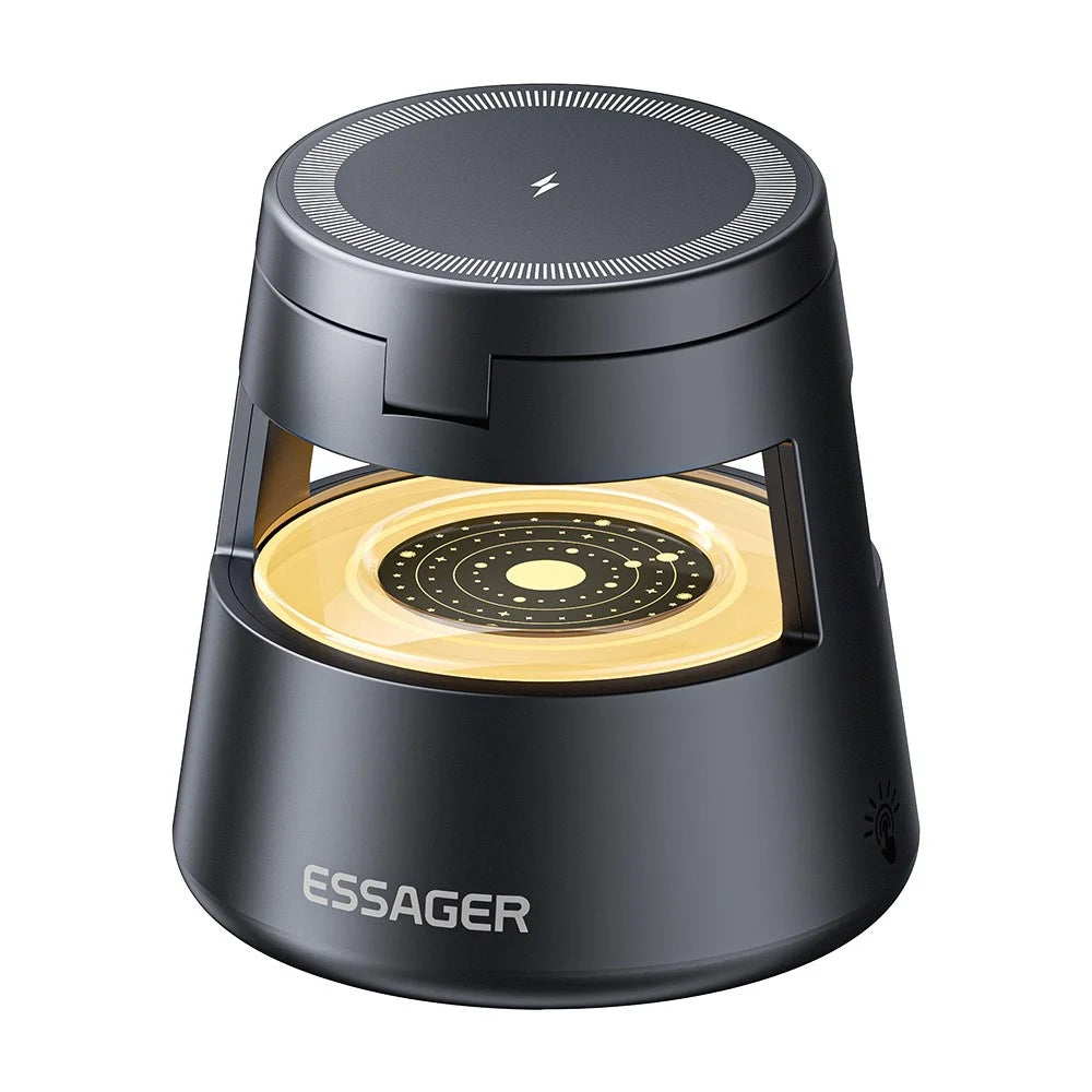 ESSAGER 4 in 1 15W Magnetic Desktop Wireless Charger for Phone Fast Charge Charging Stand with Magnetic Sheet - Grey - 2