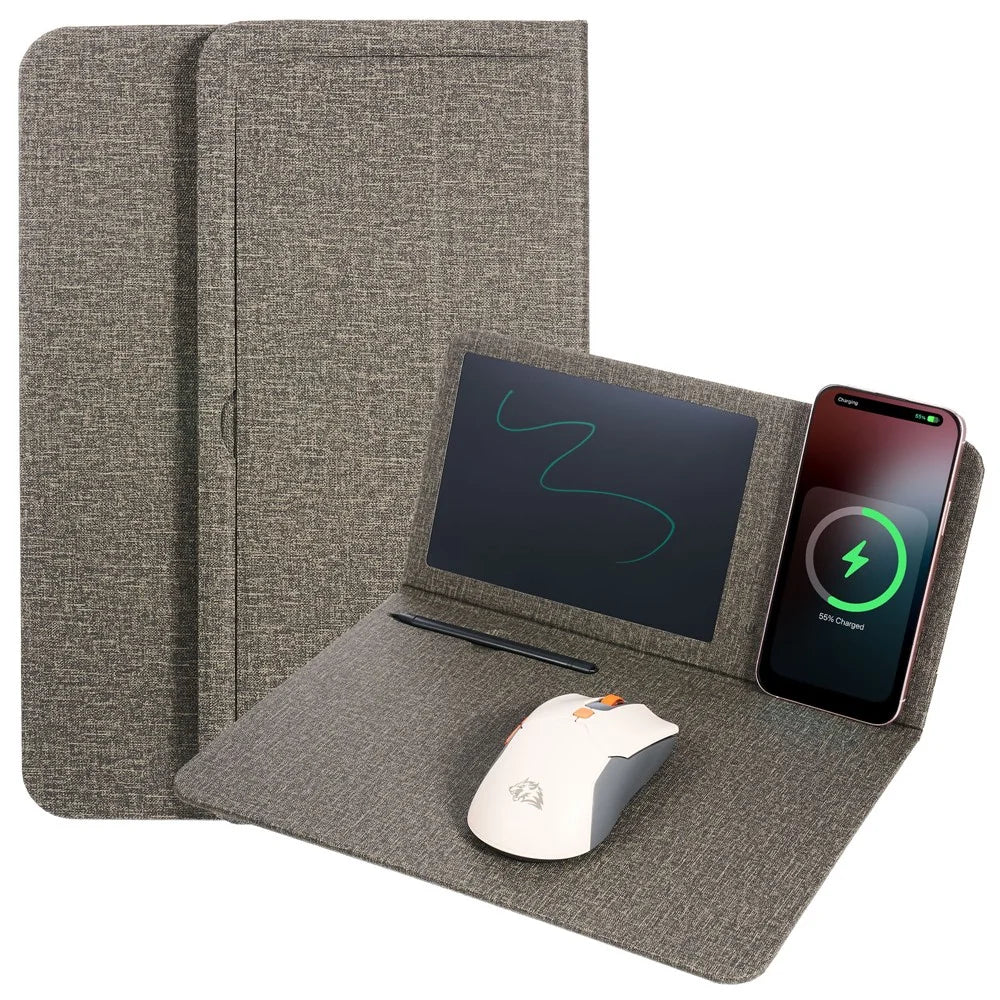 H18-2 15W Fast Charging Wireless Charger Multifunctional Mouse Pad with Stand and Writing Pad - Grey - 1