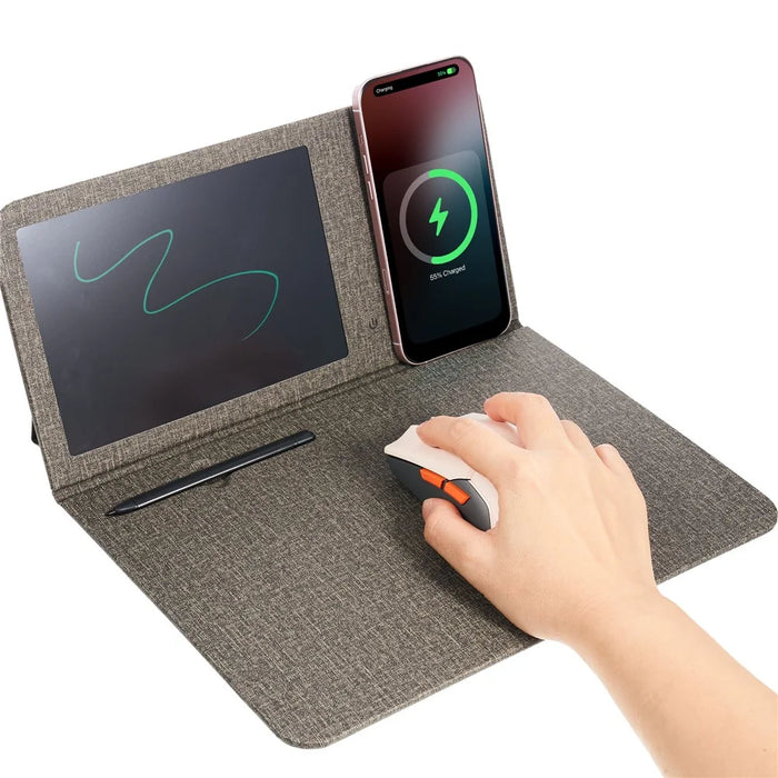 H18-2 15W Fast Charging Wireless Charger Multifunctional Mouse Pad with Stand and Writing Pad - Grey - 4