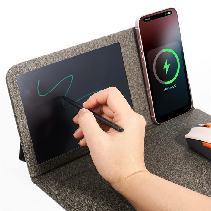H18-2 15W Fast Charging Wireless Charger Multifunctional Mouse Pad with Stand and Writing Pad - Grey - 5
