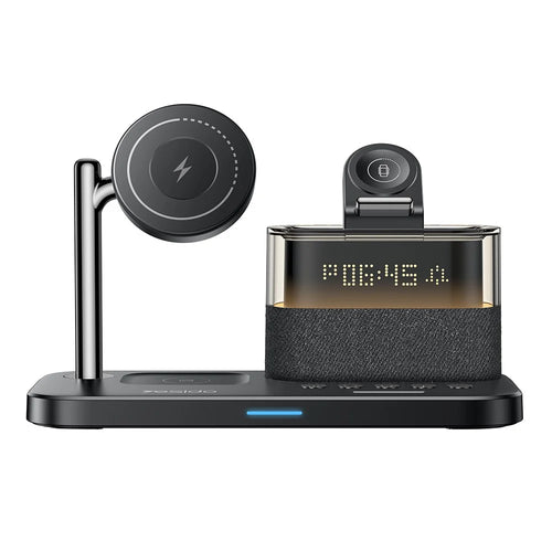 YESIDO DS37 6 in 1 Desktop Wireless Charger Stand Multi-Function Charging Station with Clock / Light - 1