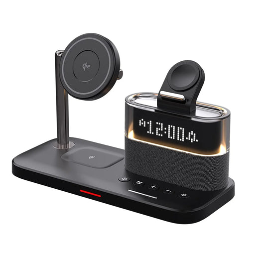 C09 QI2 5 in 1 Magnetic Wireless Charger Multifunctional Charging Station with Clock + Night Light - Black - 2