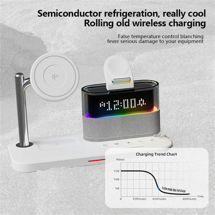 C09 QI2 5 in 1 Magnetic Wireless Charger Multifunctional Charging Station with Clock + Night Light - Black - 5