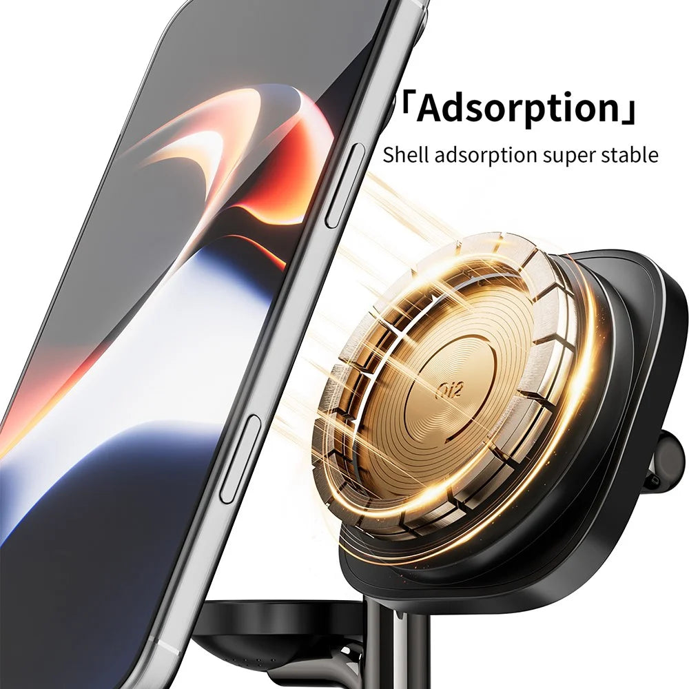 C09PLUS 5 in 1 Qi2.2 25W Magnetic Wireless Charger + Bluetooth-Compatible Speaker + Alarm Clock + Night Light + Time Display - Black - 7