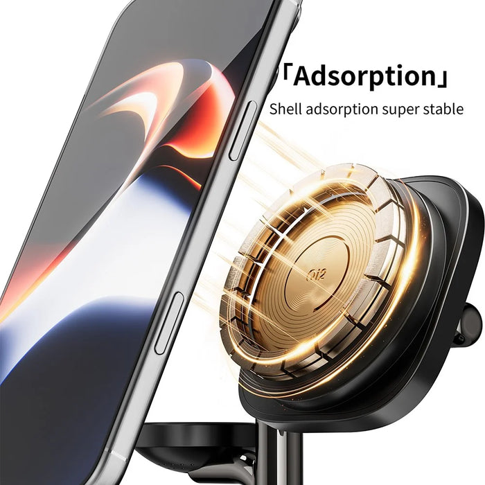 C09PLUS 5 in 1 Qi2.2 25W Magnetic Wireless Charger + Bluetooth-Compatible Speaker + Alarm Clock + Night Light + Time Display - Black - 7