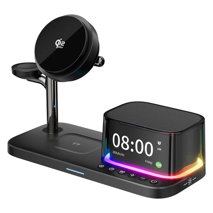 C09PRO Multifunction Qi2.2 25W Fast Charging Magnetic Wireless Charger Cooling Stand Bluetooth-compatible Speaker - Black - 1