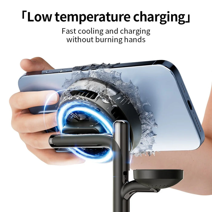 C09PRO Multifunction Qi2.2 25W Fast Charging Magnetic Wireless Charger Cooling Stand Bluetooth-compatible Speaker - Black - 3
