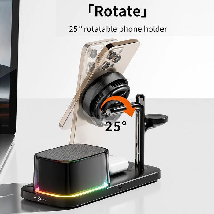 C09PRO Multifunction Qi2.2 25W Fast Charging Magnetic Wireless Charger Cooling Stand Bluetooth-compatible Speaker - Black - 6