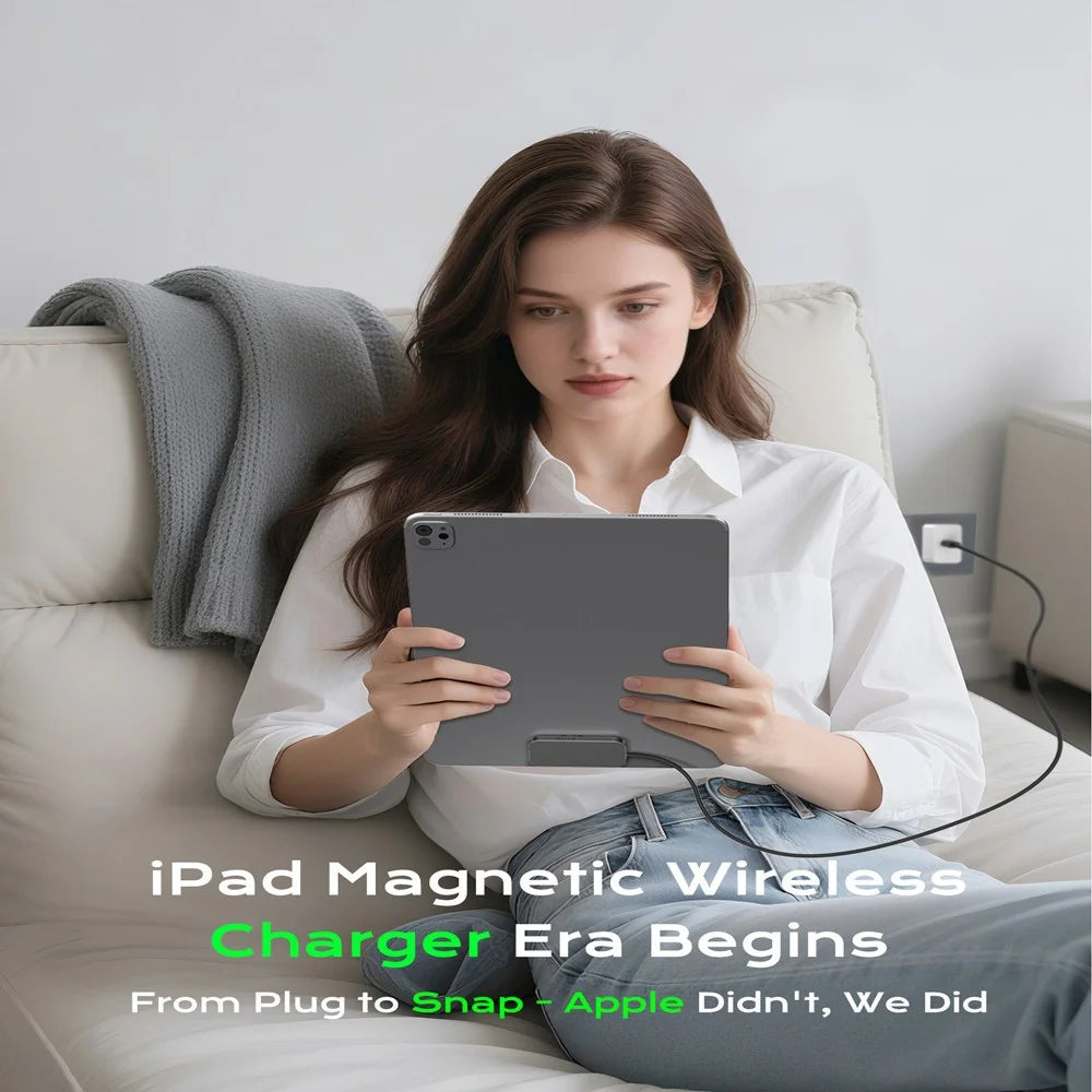 Magnetic Wireless Charger for iPad Air 13 (2025) / (2024) / Pro 12.9 (2022) / (2021) / (2020) / (2018) Fast Charging Pad with USB - C Cable Smart Connector - 4