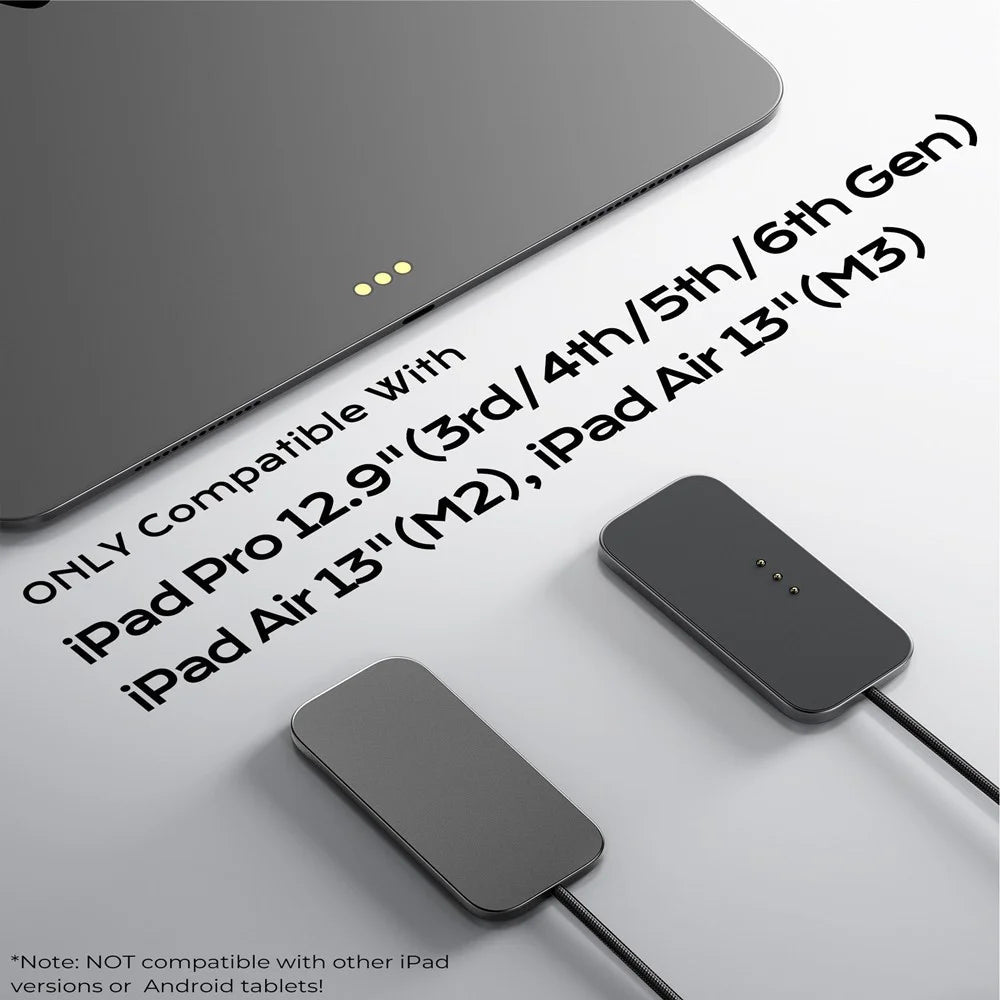 Magnetic Wireless Charger for iPad Air 13 (2025) / (2024) / Pro 12.9 (2022) / (2021) / (2020) / (2018) Fast Charging Pad with USB - C Cable Smart Connector - 5