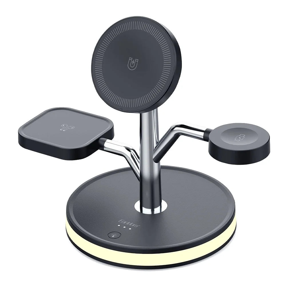 EARLDOM ET-WC51 4 in 1 Wireless Charger Stand Multi-Device Charging Station with Lamp for Phone / Watch / Earbuds - 1