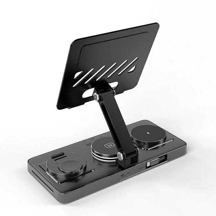 CYJ-268 5 in 1 Wireless Charging Station with Retractable Cable for Smartphone / Earbuds / Smart Watch / Tablet Foldable Stand - Black - 3