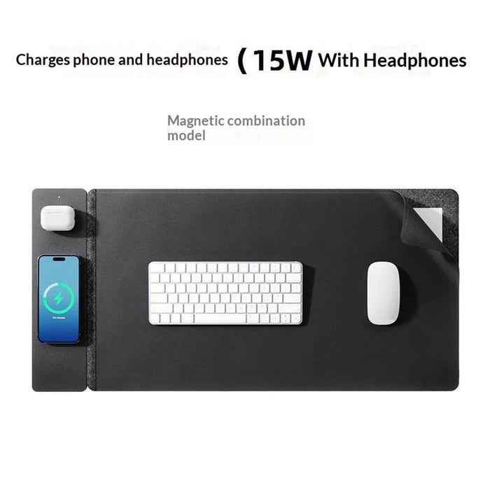 S1300 Wireless Charging Mouse Pad Large Waterproof Desk Mat Fast Charge for Home / Office - Black - 3