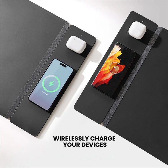 S1300 Wireless Charging Mouse Pad Large Waterproof Desk Mat Fast Charge for Home / Office - Black - 5