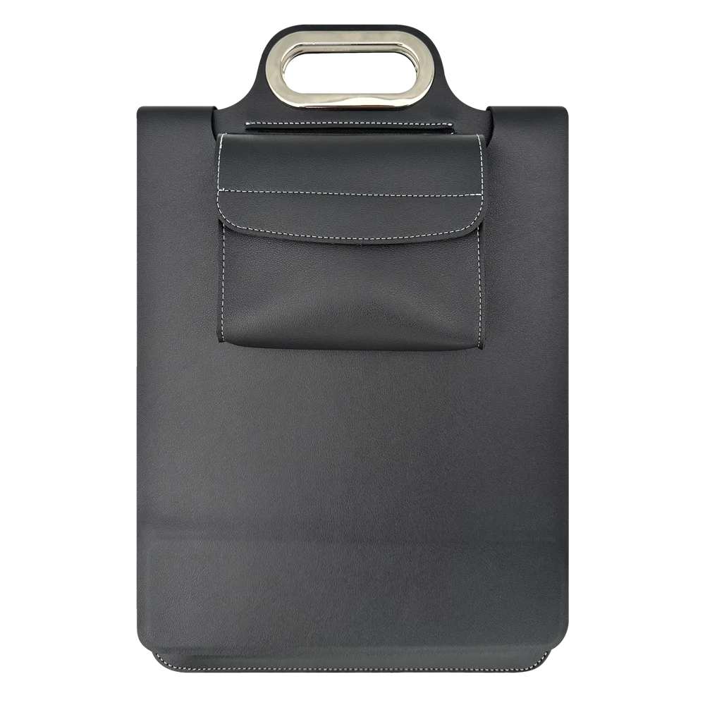 S99 Multifunctional Portable Laptop Sleeve 15W Fast Charger for Phone/Earphones/Smart Watch PU Leather Mouse Pad - Black - 1