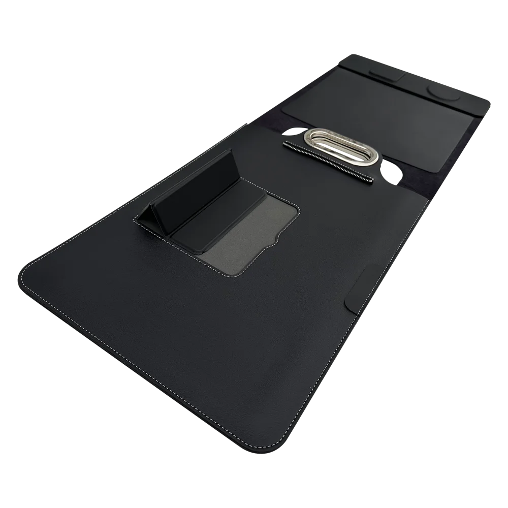 S99 Multifunctional Portable Laptop Sleeve 15W Fast Charger for Phone/Earphones/Smart Watch PU Leather Mouse Pad - Black - 6