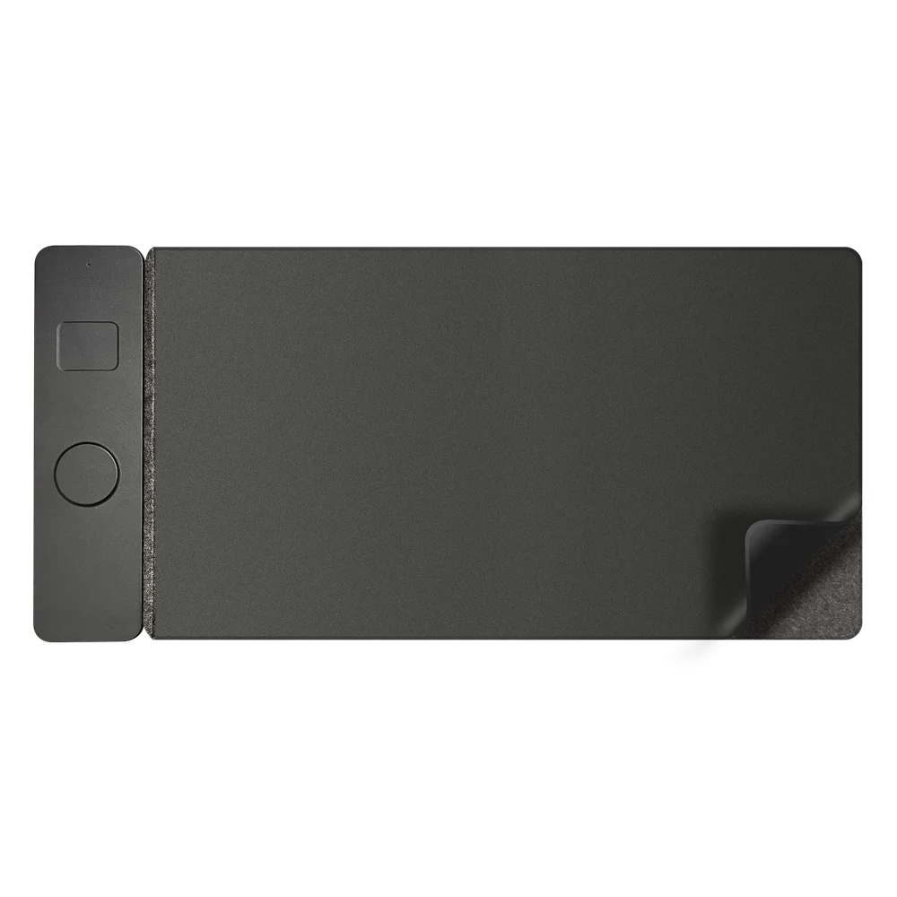 16 Inch Laptop Sleeve 15W Max Multifunctional Wireless Charging PU Leather Mouse Pad for Phone / Earbuds / Watch - Black - 2