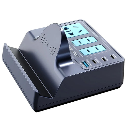 WLX-H11 72W Smart Wireless Charging GaN Power Strip Multi-Port PD Fast Charger Station - US Plug - 1