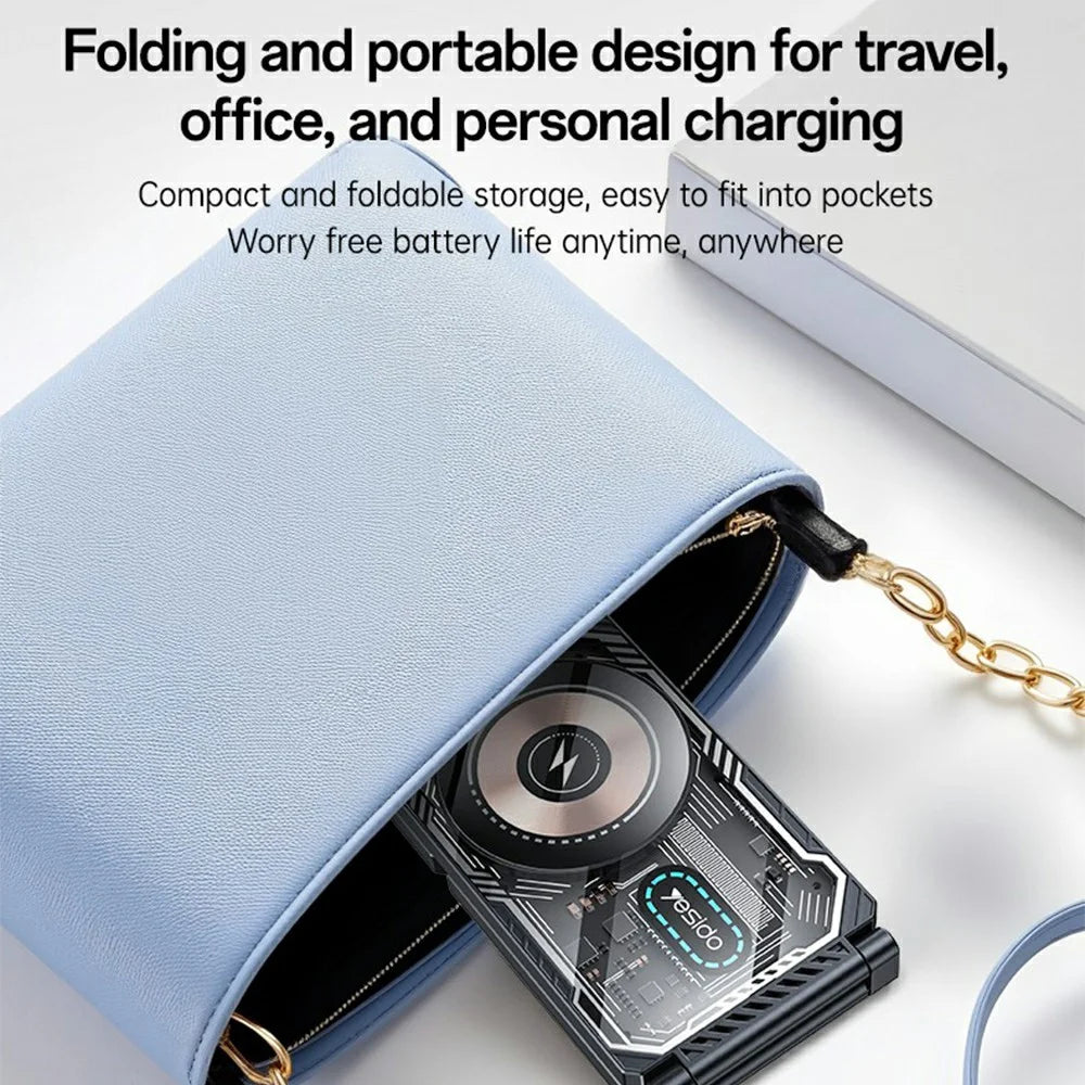 YESIDO DS25 3 in 1 Folding Wireless Charger Magnetic Charging Station for Phone / Watch / Earbuds - Black - 5