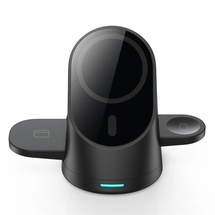 LFX-179 3 in 1 15W Wireless Charger Folding Fast Charging Dock Magnetic Charging Station for iPhone iWatch AirPods - Black - 7