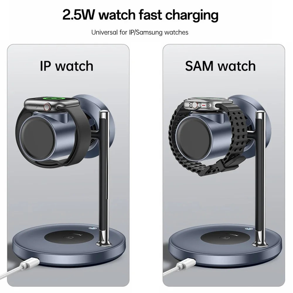 YESIDO DS40 Qi2.2 Wireless Charger 25W Fast Charging Phone Stand with Fan for Samsung Watch / iWatch - Black - 3