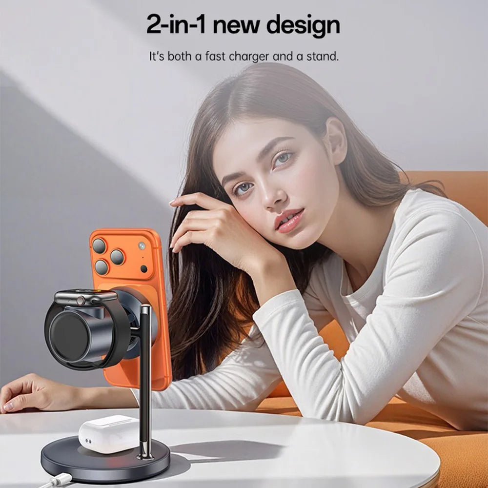 YESIDO DS40 Qi2.2 Wireless Charger 25W Fast Charging Phone Stand with Fan for Samsung Watch / iWatch - Black - 5